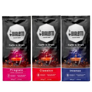 Bialetti Esperto Grani Sampler Set - Pregiato Classico Intenso - Whole Coffee Beans 500grams